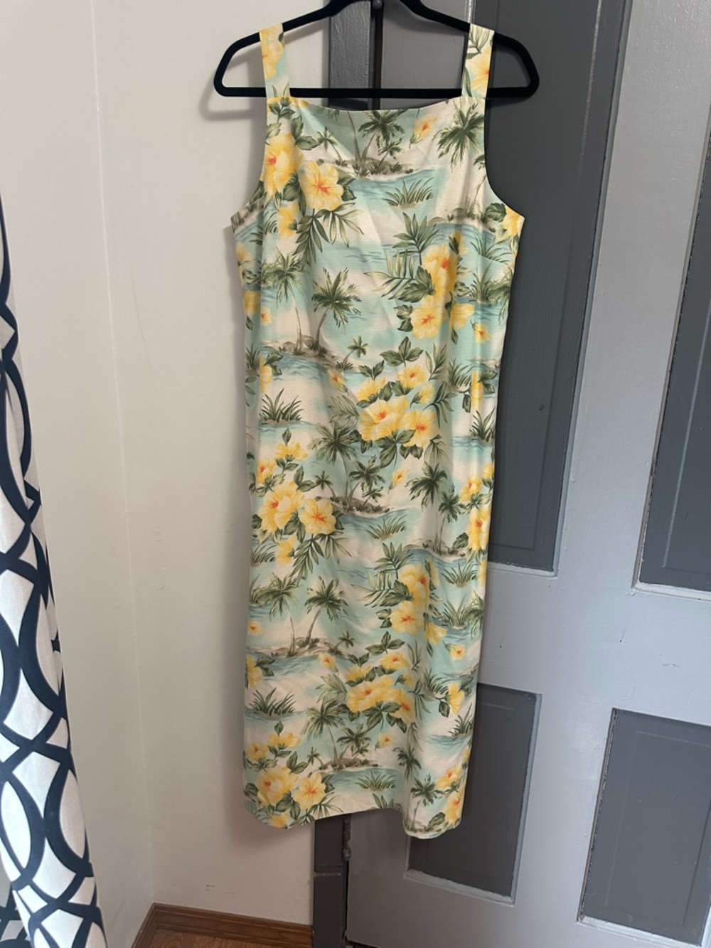 Vintage Coldwater Creek Sleeveless Tropical Yellow Floral Maxi Dress